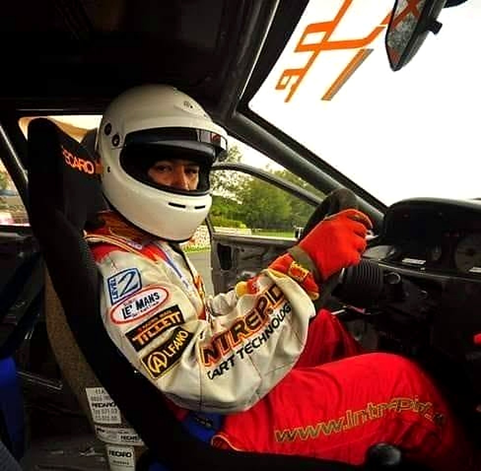 Ayrton in the cockpit in racing gear