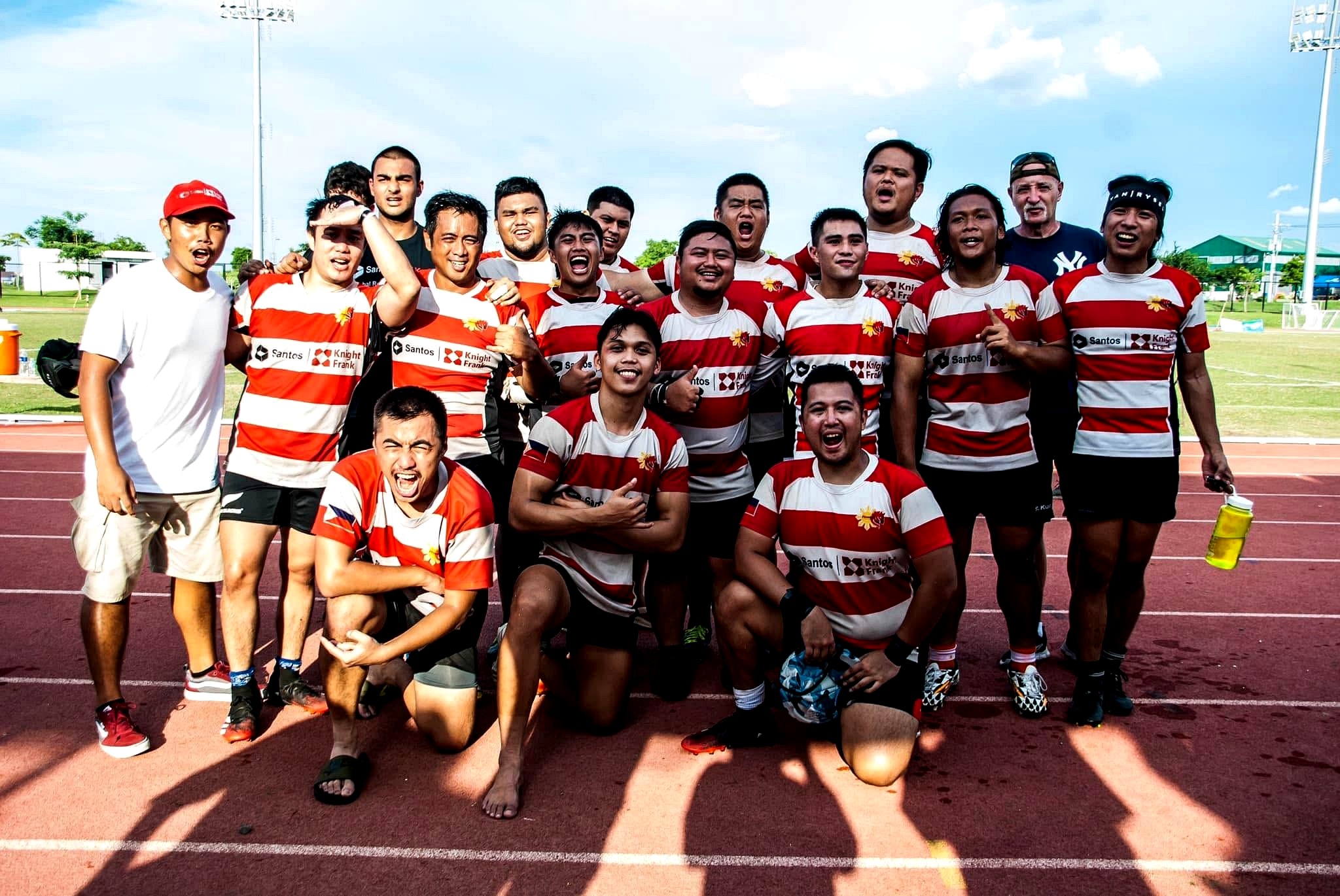 Rugby team celebration